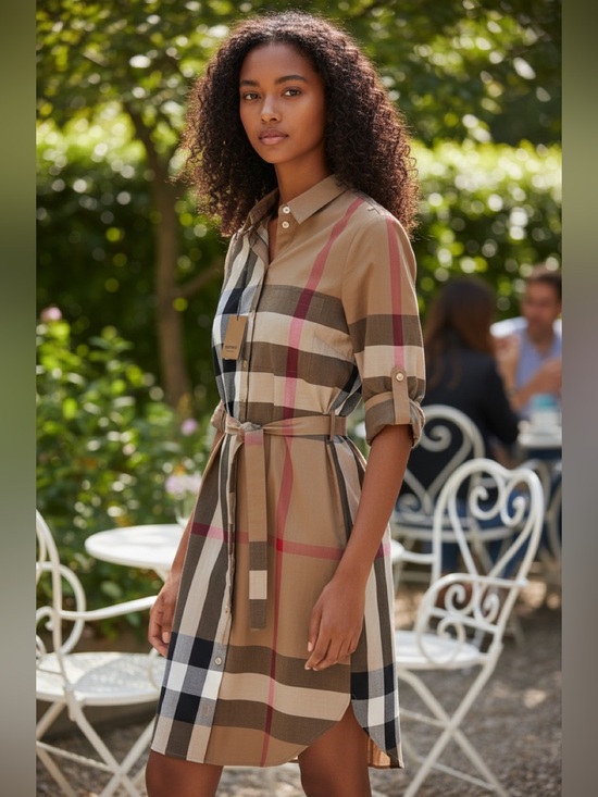 Burberry Dresses & Skirts - Burberry Women's Plaid Dress - Brown and Black